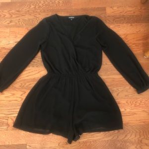 Express Long Sleeve Black Romper